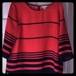 St. Tropez West Size XL Navy/Red blouse